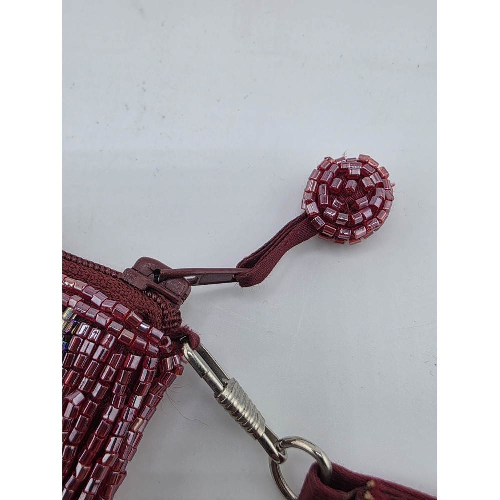 Amanda Smith Beaded Wristlet Clutch Red Multicolor Striped Y2K Bag - Picture 3 of 3